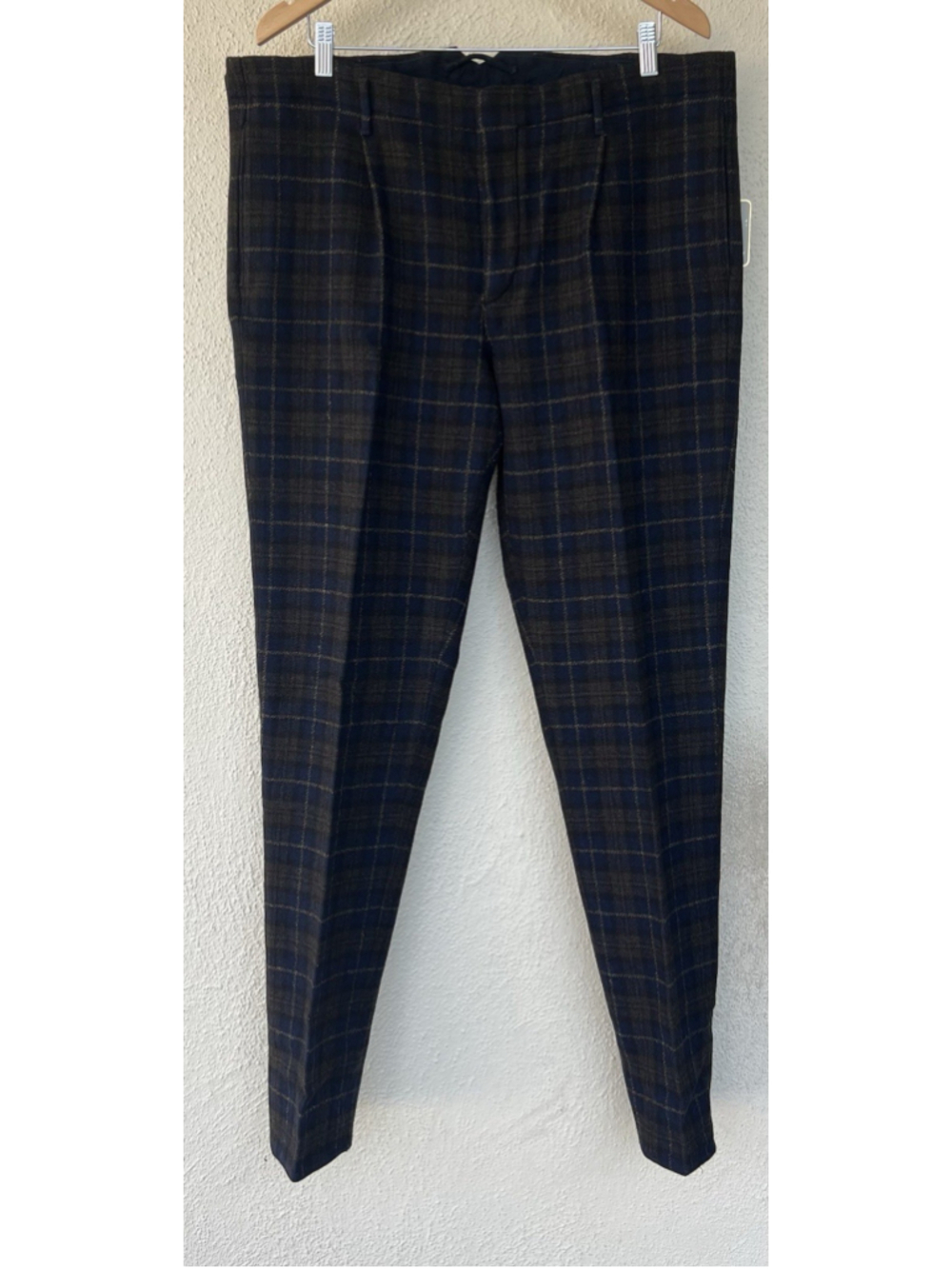 New Incotex Blue Plaid Wool Cashmere Dress Pants Men’s Size IT 56 US 40 Formal
